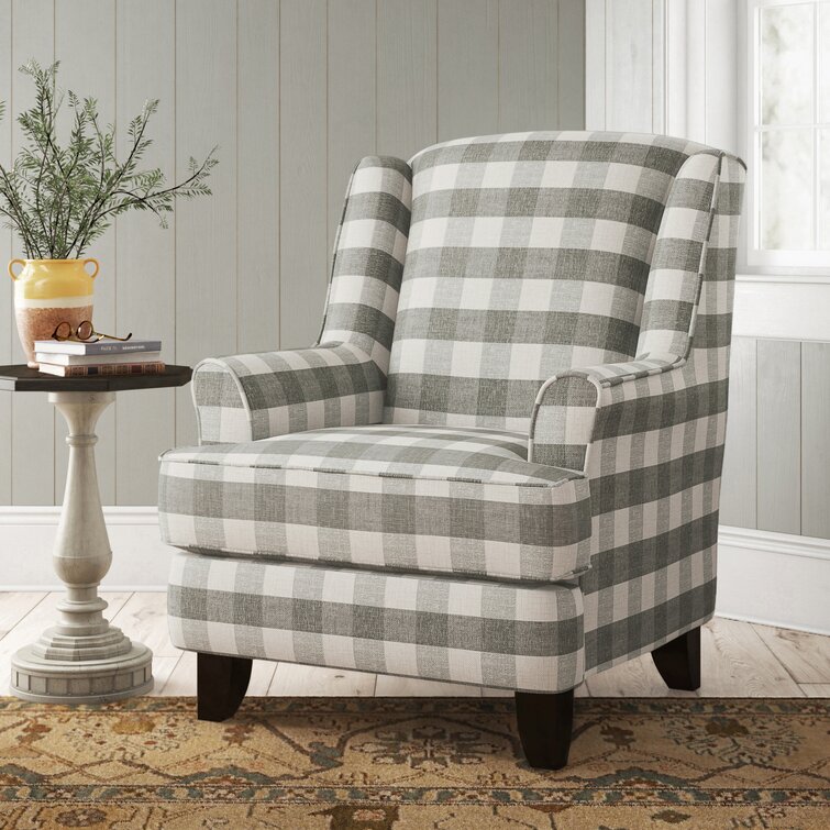 Gray and white 2024 buffalo check chair